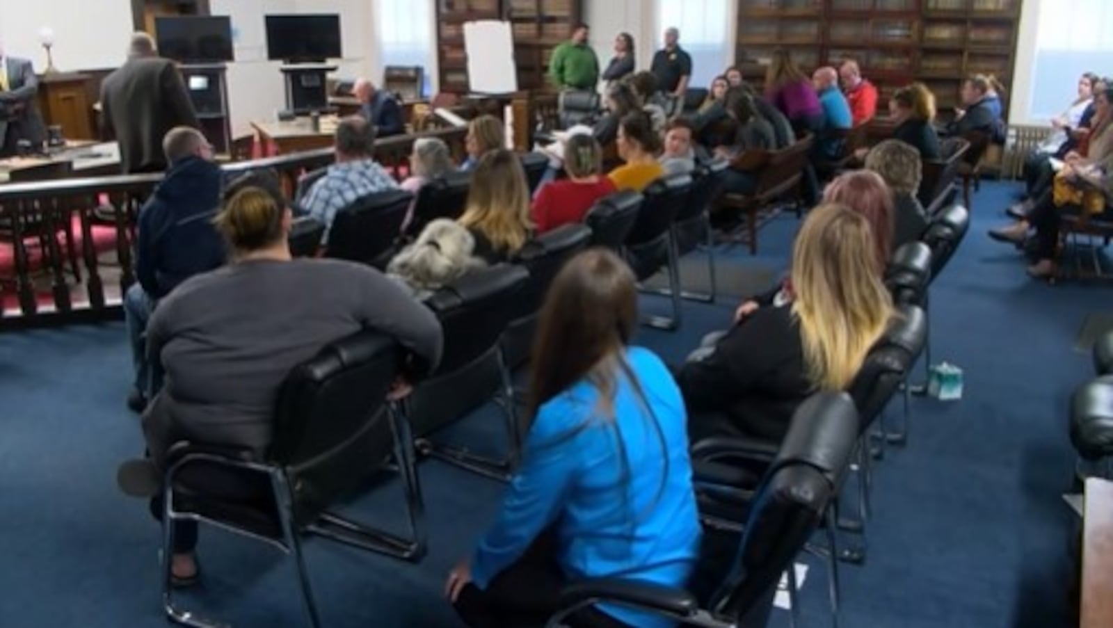 People in the courtroom during the murder trial of George Wagner IV in Pike County, Ohio await the jury's verdict at 4:20 p.m. Nov. 30, 2022. CONTRIBUTED