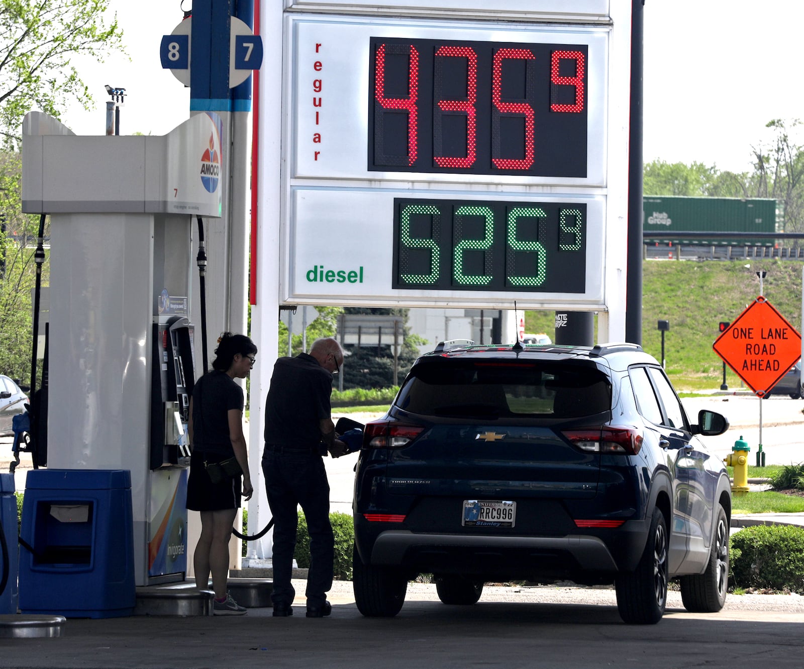 A motorist fills up their gas tank at a Springfield gas station that's selling gas for $4.35 a gallon Tuesday, May 10, 2022. BILL LACKEY/STAFF