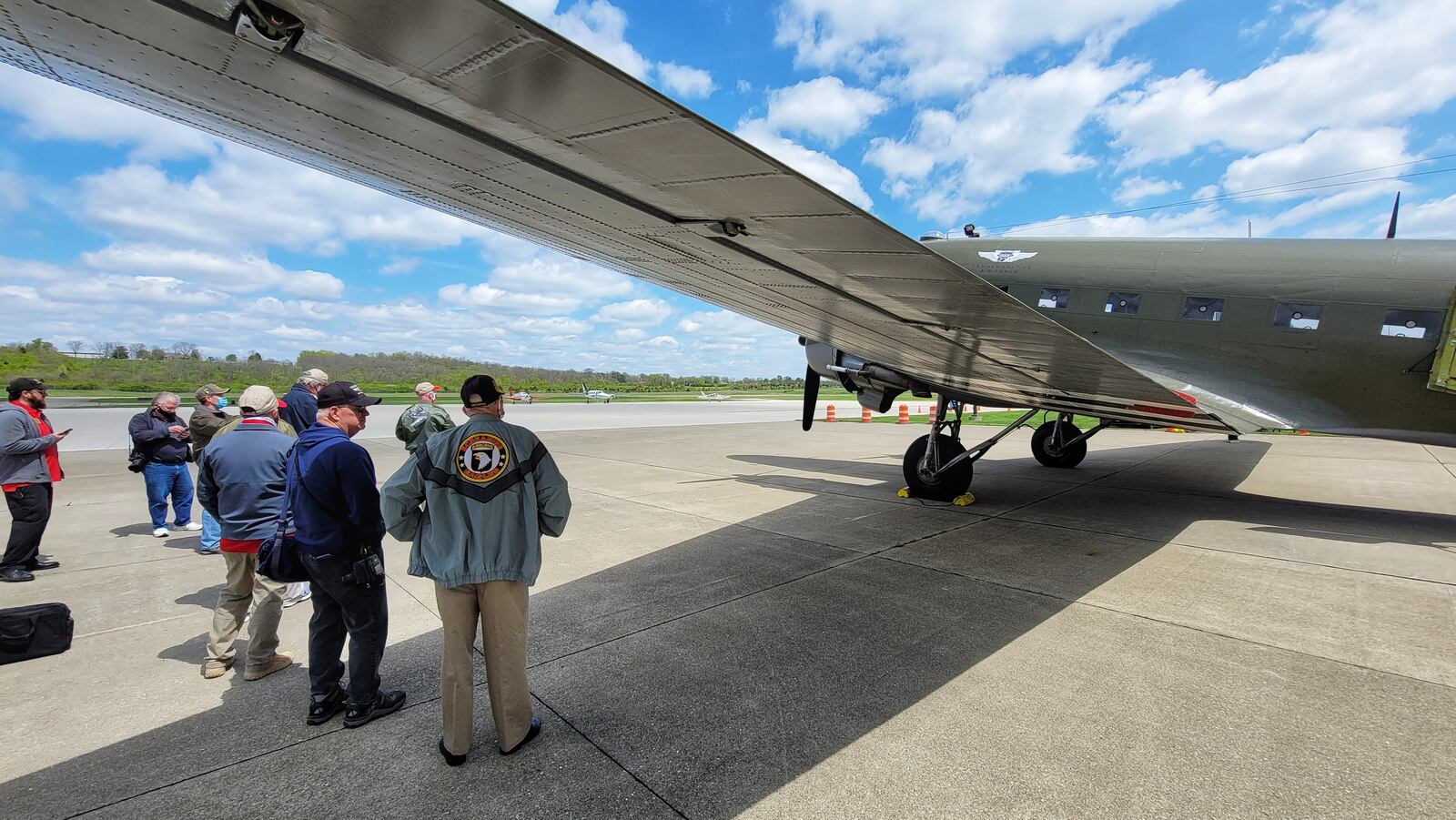 That’s All, Brother, a C-47 piloted by Lt. Col. John Donalson, arrived at Butler County Regional Airport Friday, April 16 for a three-day visit with tours and rides available. The historic WWII C-47 aircraft led over 800 C-47’s over the drop zones of Normandy, France on D-Day on June 6th, 1944. NICK GRAHAM / STAFF