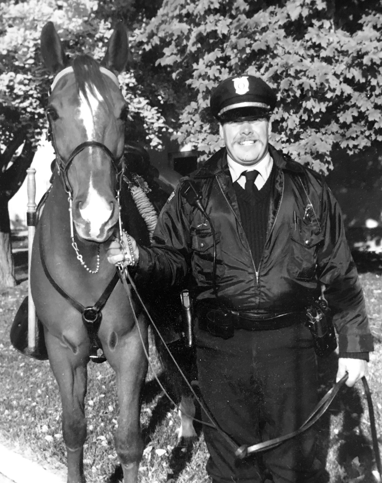 Dayton Police Officer Rick Shiverdecker and Traveller were paired together in 1989 at the start of Dayton's modern mounted patrol unit. CONTRIBUTED / RICK SHIVERDECKER