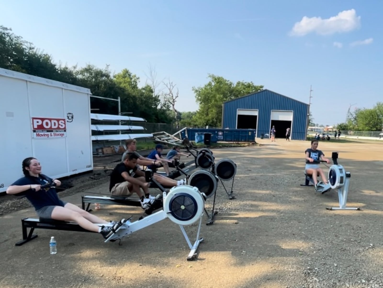 Participants in the Dayton Boat Club's Learn to Row program work out on the "erg." - CONTRIBUTED