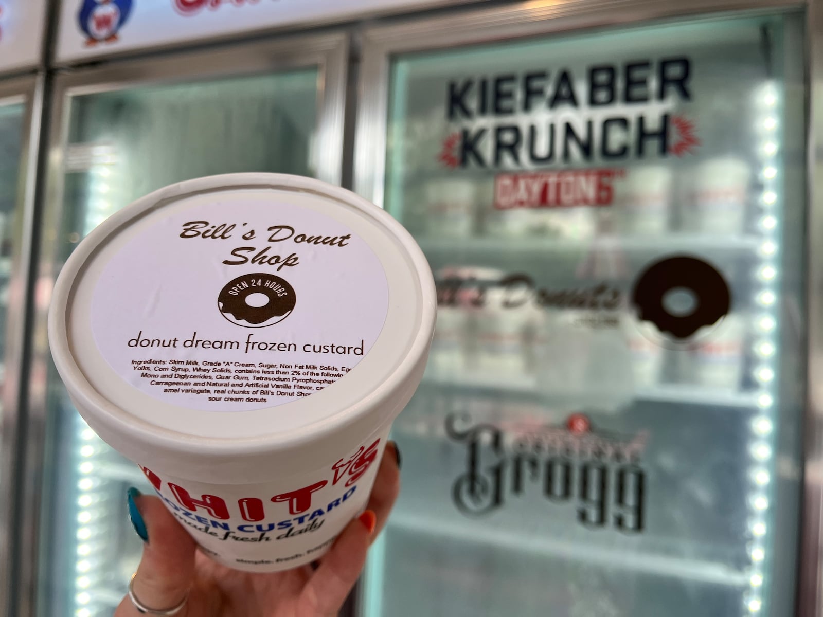 Whit’s Frozen Custard in Centerville has launched a new flavor featuring Bill’s Donut Shop’s sour cream donuts. NATALIE JONES/STAFF