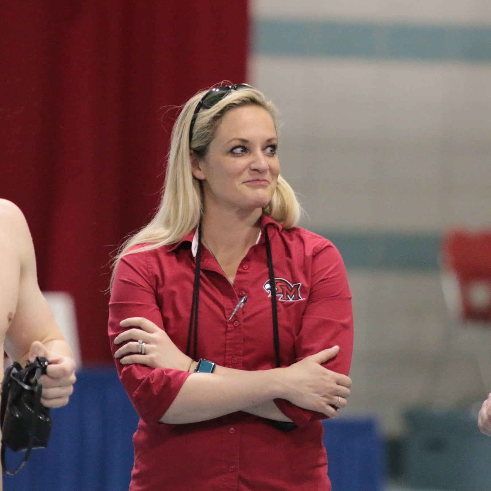 Hollie Bonewit-Cron, the head coach of Miami University s men s and women s swimming and diving teams, became the first female coach in the history of the Mid-American Conference in any sport to lead a men s team to a conference title. Her RedHawks men s team won the MAC swimming and diving title March 7. PHOTO COURTESY OF MIAMI ATHLETICS