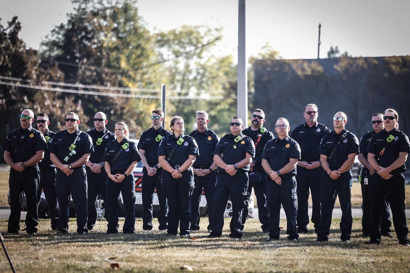 Fairborn first responders and residence gathered at Calamityville in Fairborn for the 911 Memorial Ceremony Wednesday September 2024. JIM NOELKER/STAFF