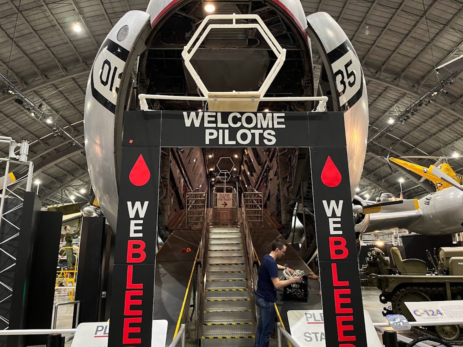 The belly of the beast: The micro-drone race scheduled this weekend at the National Museum of the U.S. Air Force will take place around and through a C-124. THOMAS GNAU/STAFF