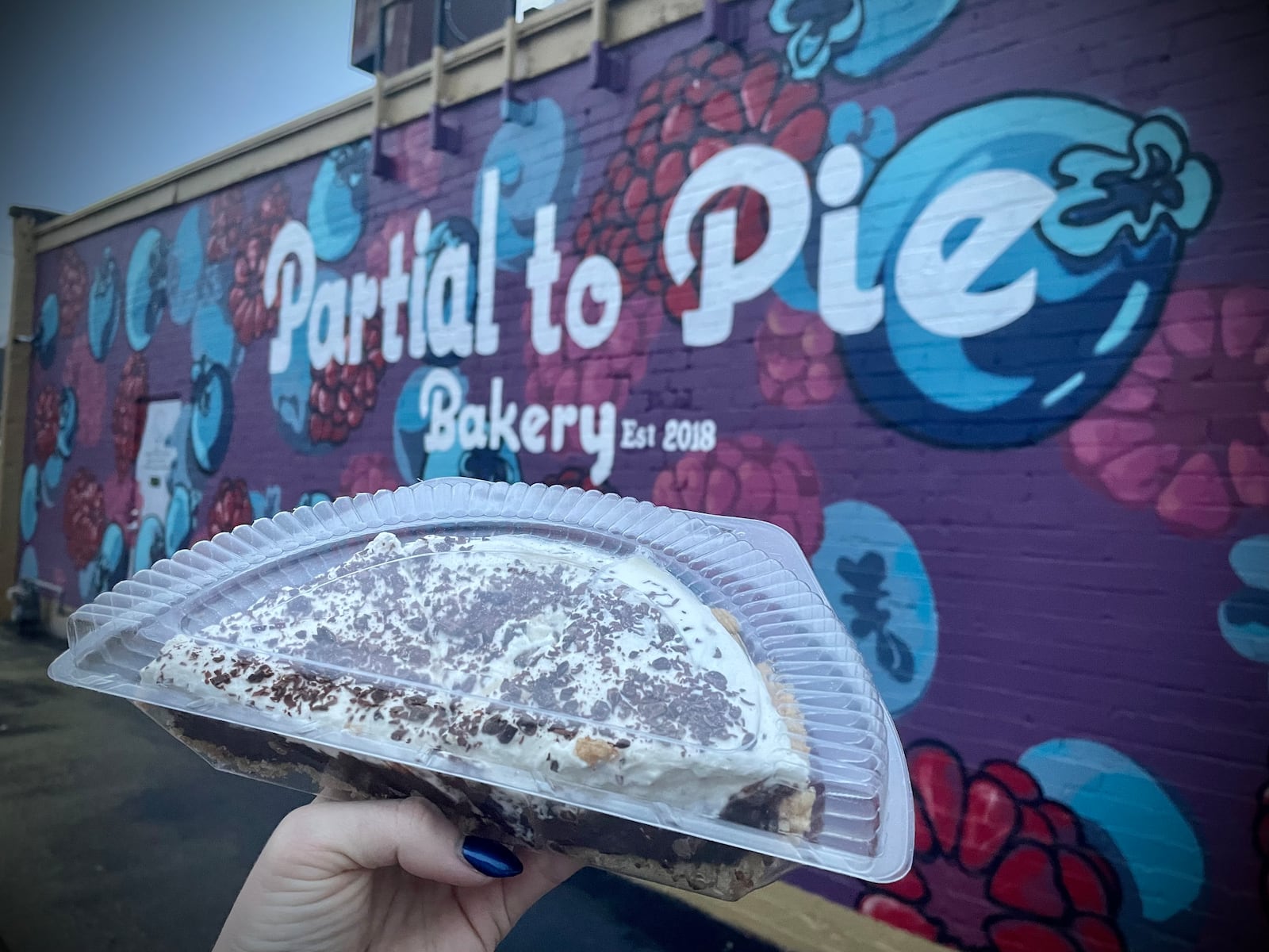 Partial to Pie Bakery has brought back its limited-time pie featuring a crust made with pretzels from Smales Pretzel Bakery and a chocolate cream filling featuring Esther Price Candies. NATALIE JONES/STAFF