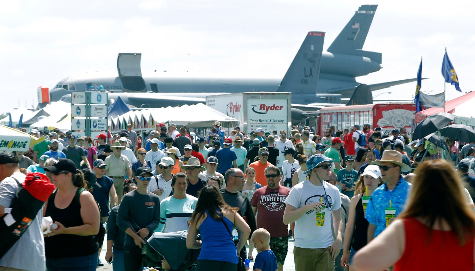 The crowd poured into the Dayton Airport on Sunday at the Vectren Dayton Air Show.   TY GREENLEES / STAFF