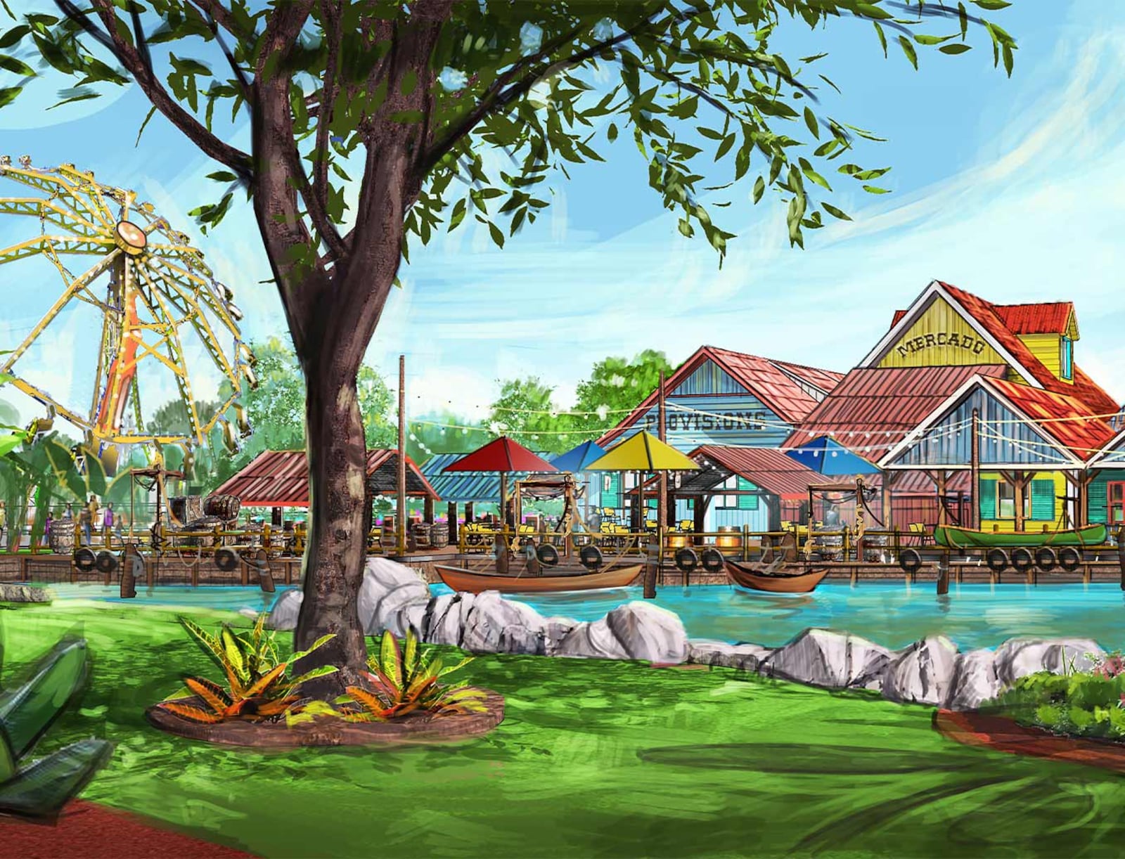 The Mercado will open in Kings Island in 2023. Kings Island's description: "Cultures come together at the Mercado, a melting pot where guests simply celebrate being alive. Whether you’re an explorer just passing through, or a tourist checking out the local scene, the local purveyor is your source for dining, drinking, cargo transport and more." contributed