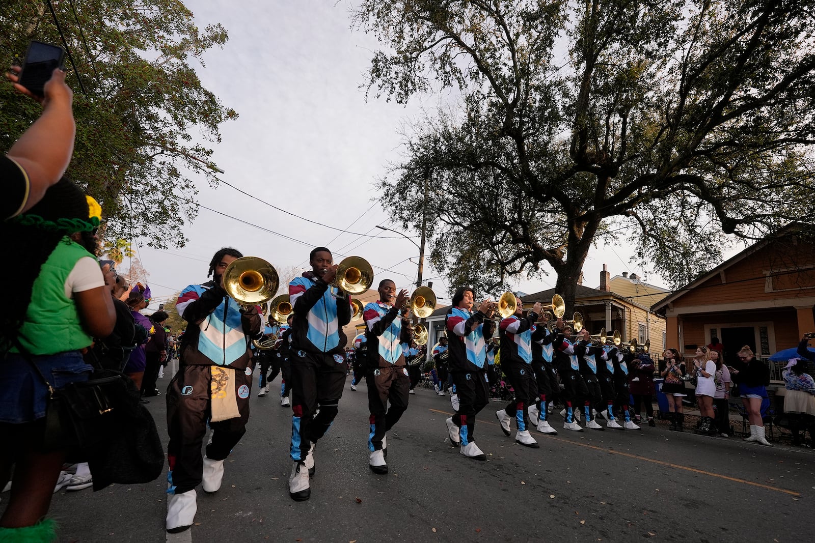 Members of the Talladega College band perform during the Zulu parade on Mardi Gras Day, Tuesday, March 4, 2025 in New Orleans. (AP Photo/Gerald Herbert)