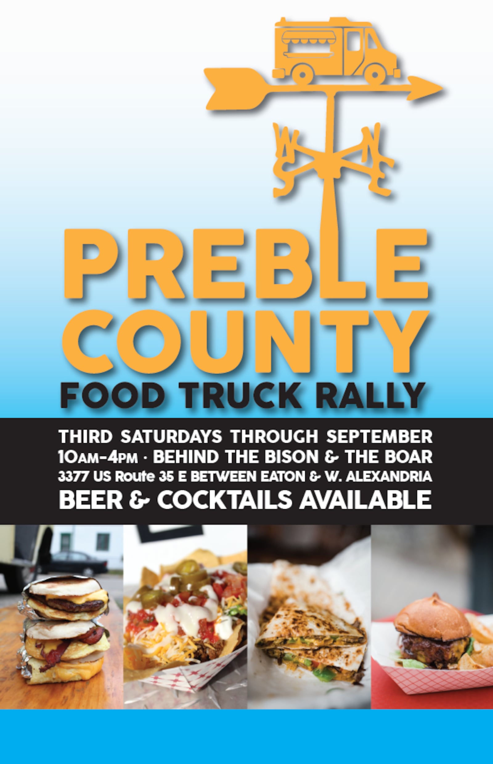 The first Preble County Food Truck Rally is happening in the lot behind The Bison and The Boar on Saturday, June 15. CONTRIBUTED