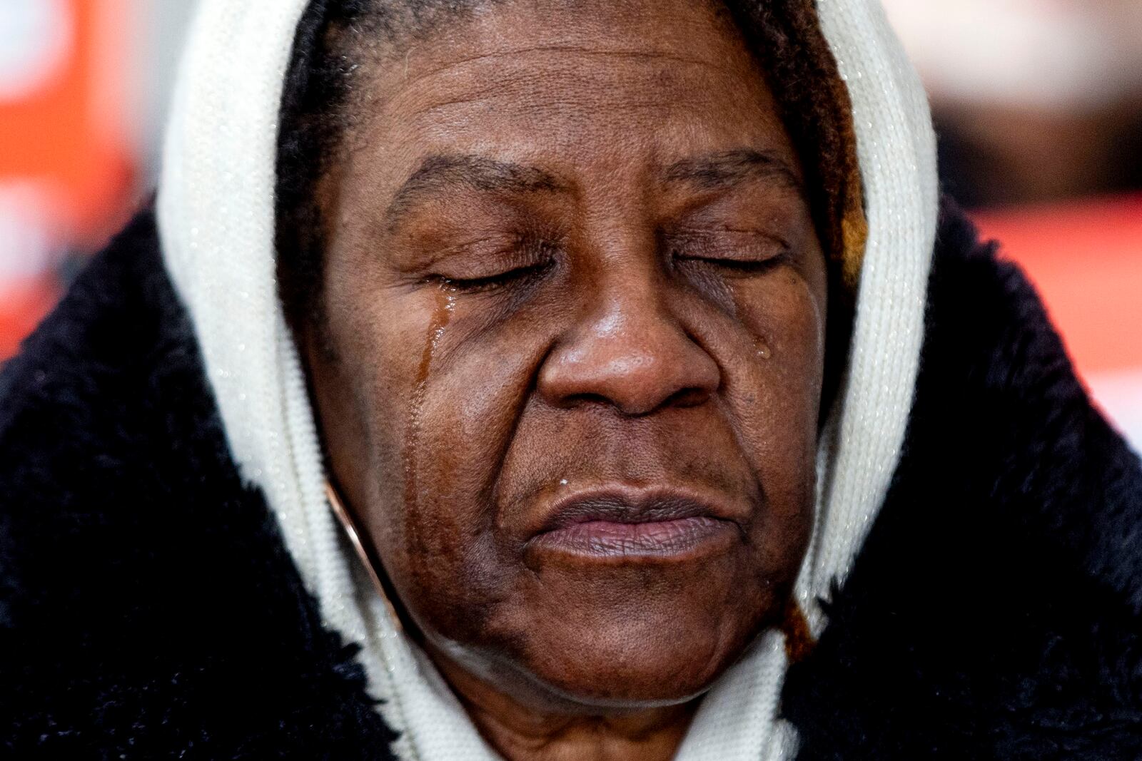 Carol Frazier, mother of Demetrius Frazier, pleads publicly Tuesday, Jan. 28, 2025, in Lansing, Mich., to Gov. Gretchen Whitmer to bring home her son Demetrius, a Detroit man convicted of rape and a separate murder of a 14-year-old in the early 1990s, who was serving a life sentence when he was charged with another murder in Alabama and is scheduled to be executed there Feb. 6. (Jake May/MLive.com/The Flint Journal via AP)