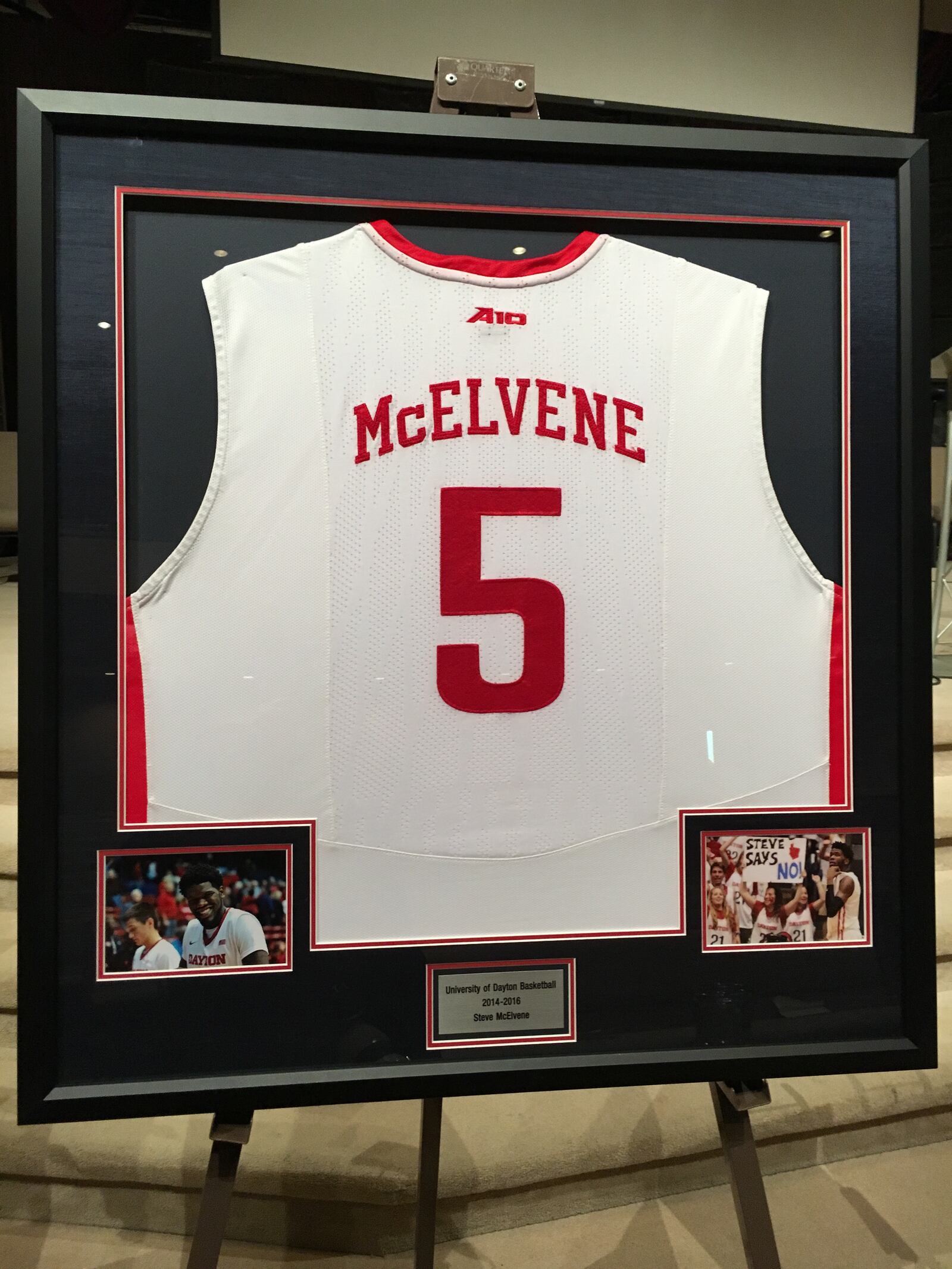 Steve McElvene's jersey stands near his casket on Saturday, May 21, 2016, at Abundant Life Church in Fort Wayne, Ind. David Jablonski/Staff