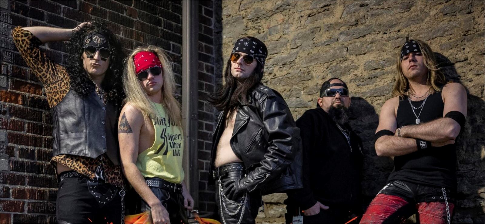 Cincinnati-based heavy metal tribute band That Arena Rock Show, (left to right) Nikki Starr, Brady Savage, TBone, Ryan Rocket and Tracii Page, will perform Aug. 16 at Fraze Pavilion. CONTRIBUTED