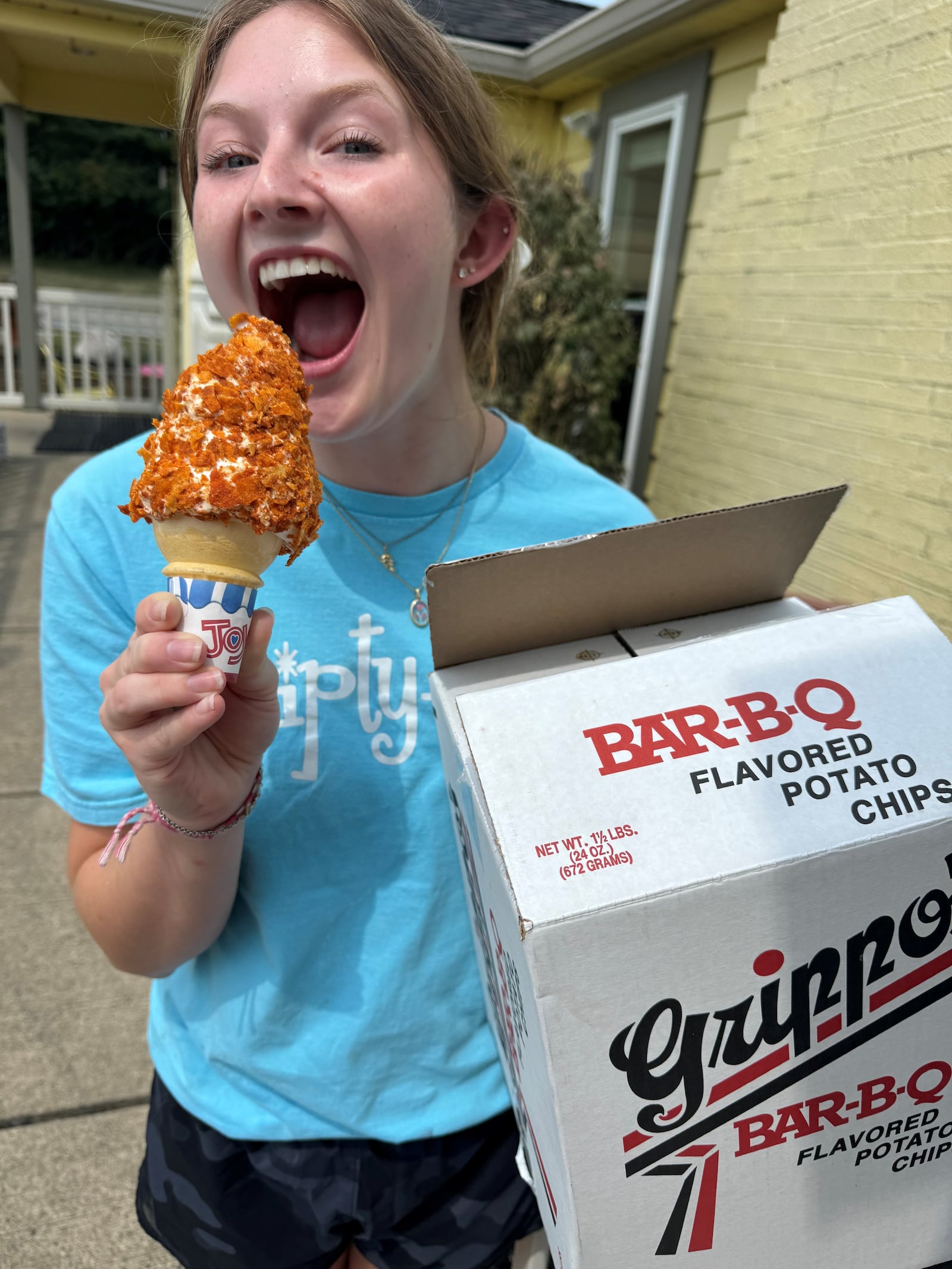 Whipty-Do, an ice cream shop near King’s Island, has brought back its Grippo’s cones for this week only. Pictured is employee Marlo Adams (CONTRIBUTED PHOTO).