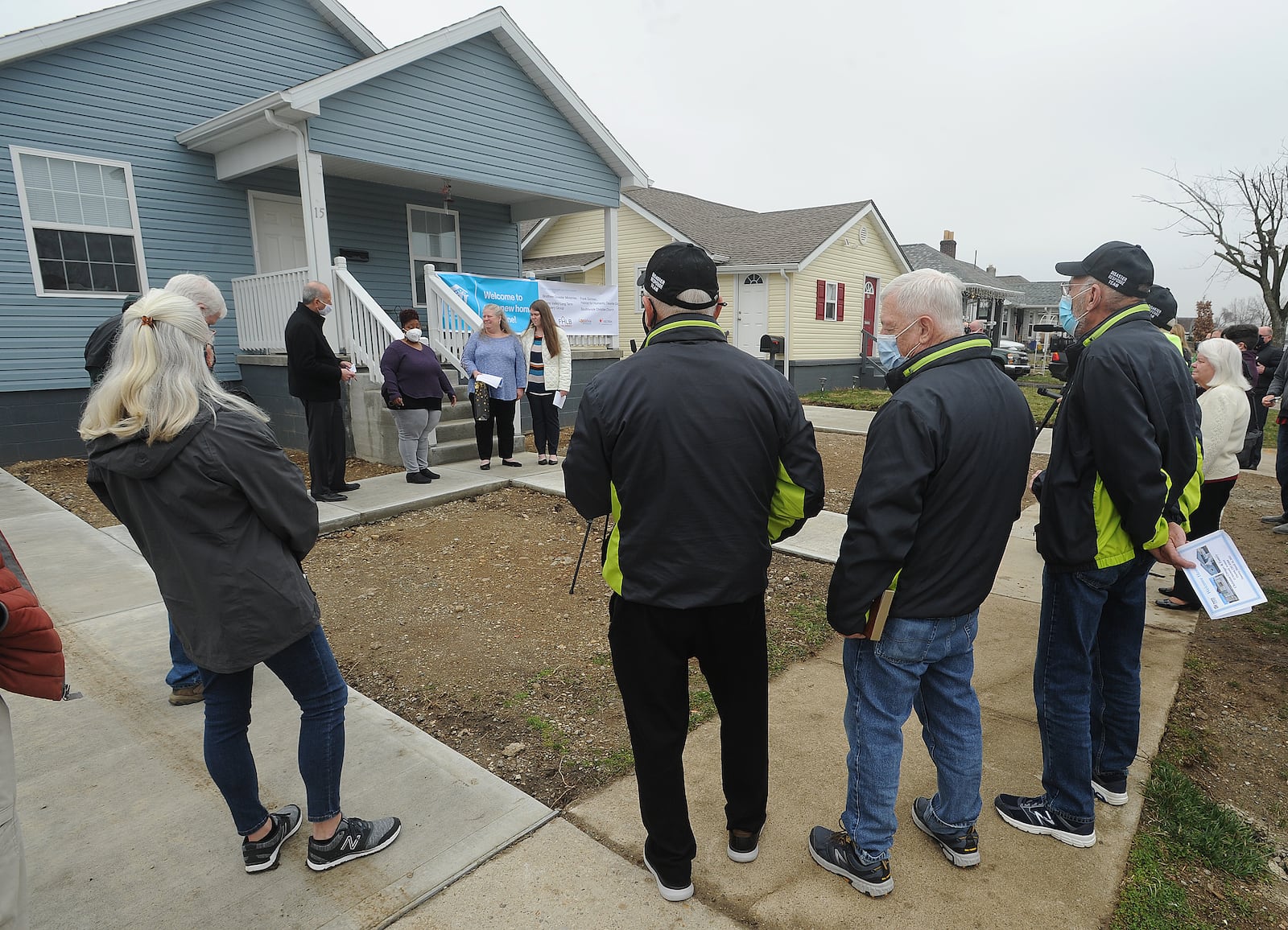 Habitat for Humanity and the Miami Valley Long-Term Recovery Operations Group welcome the Creager family home on Macready Ave. Tuesday, March 16, 2021. The Creager family home was destroyed by the 2019 Memorial Day tornados. MARSHALL GORBY/STAFF