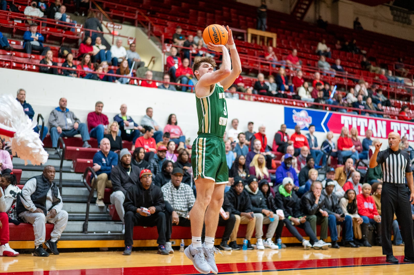 Wright State's Alex Huibregtse shoots a 3-pointer earlier this season vs. Detroit Mercy. Wright State Athletics photo