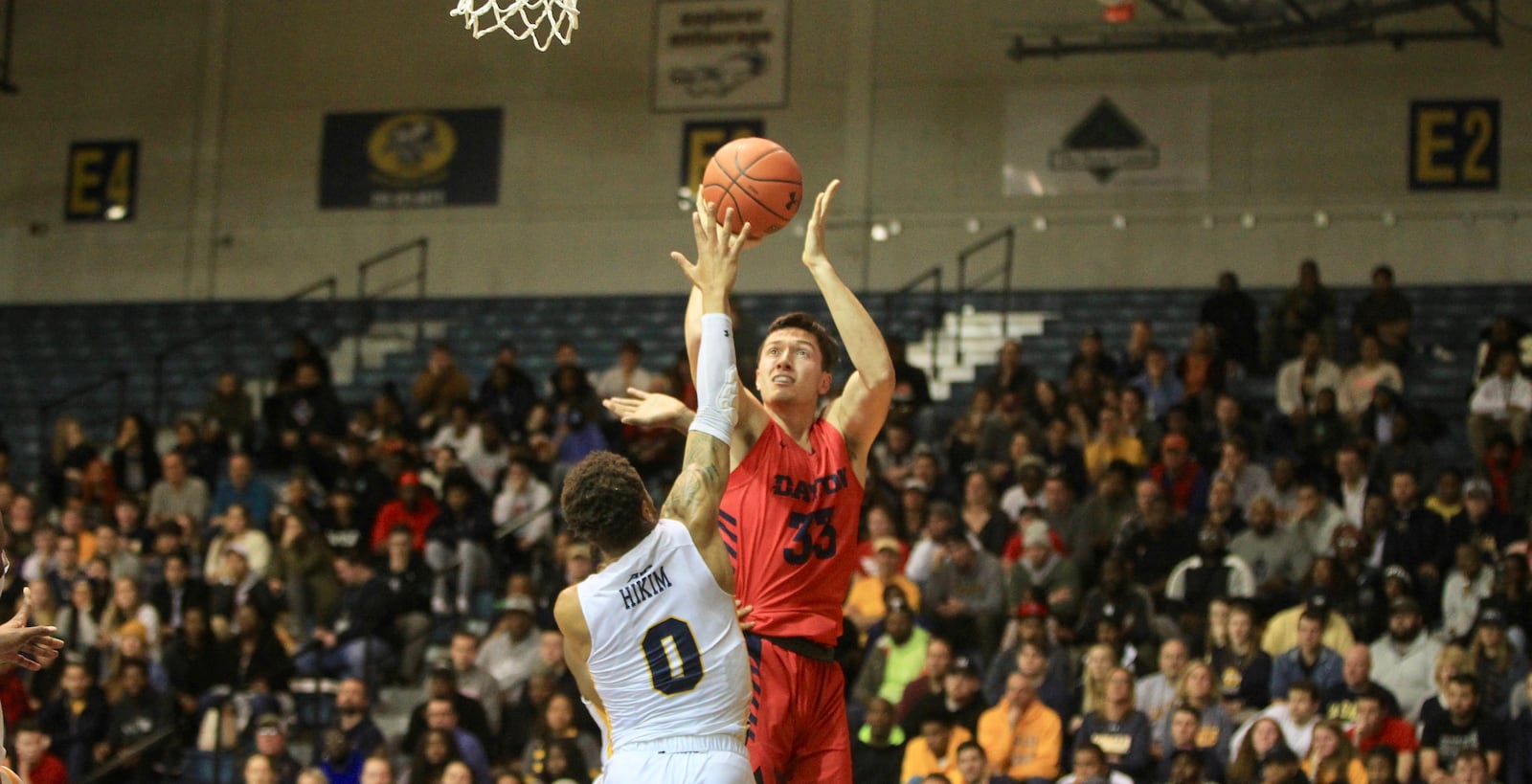 Dayton’s Ryan Mikesell scores against La Salle on Thursday, Jan. 2, 2019, at Tom Gola Arena in Philadelphia.