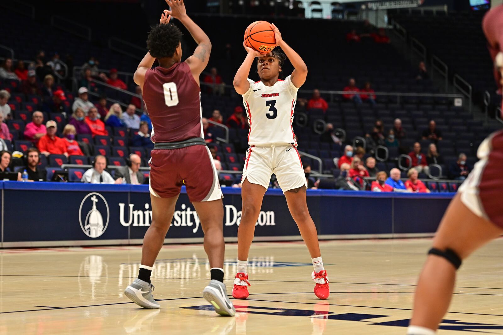 Dayton's Makira Cook puts up a shot against Alabama A&M during a game at UD Arena on Nov. 9, 2021. Erik Schelkun?University of Dayton Athletics