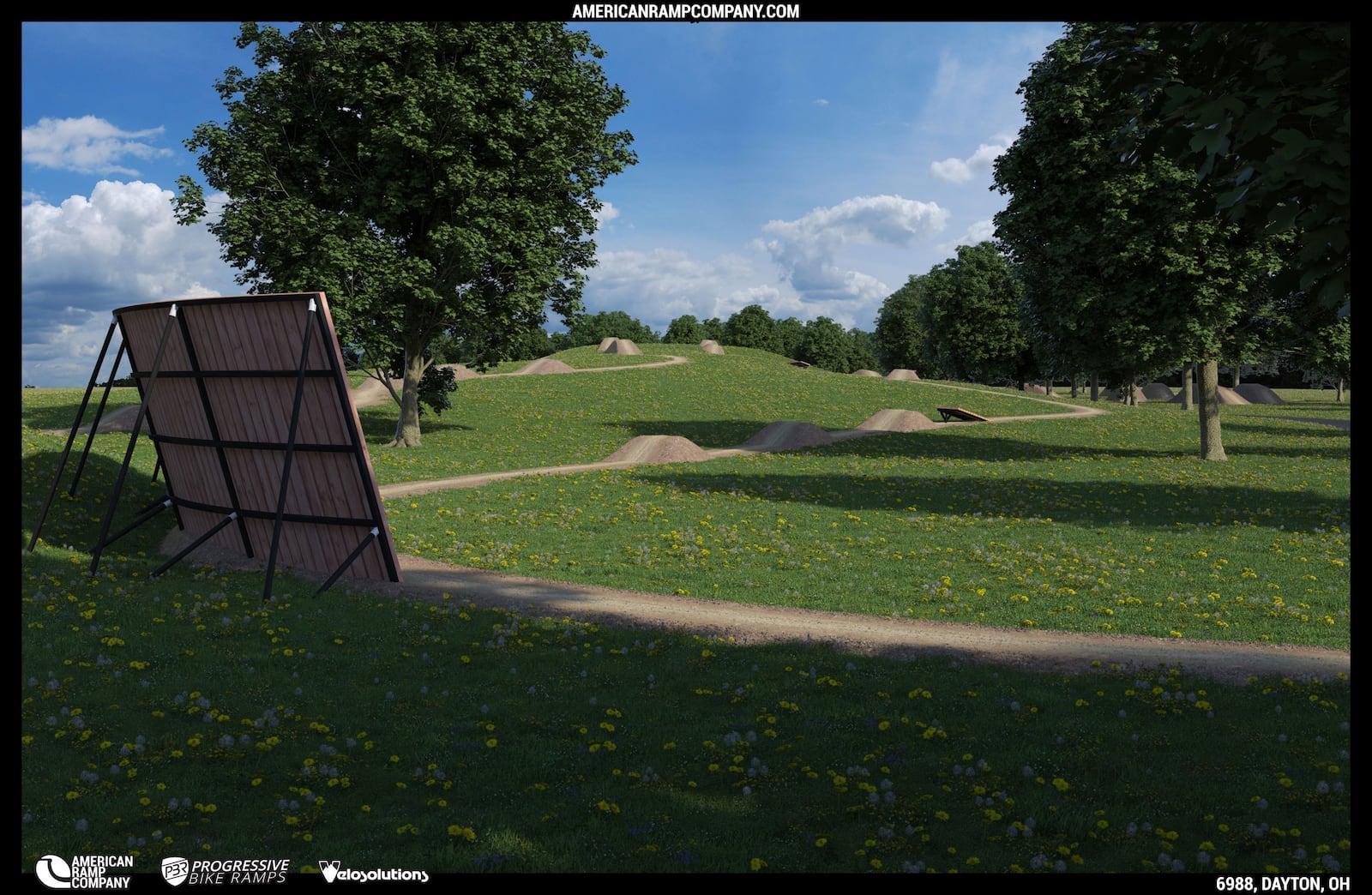 A rendering of some features at the proposed Dayton Bike Yard, the city's first mountain bike park. CONTRIBUTED