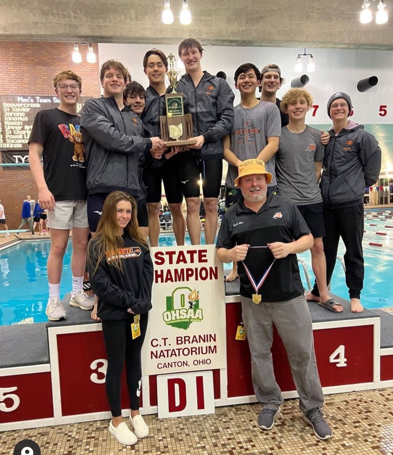 The Beavercreek boys claimed their first D-I state swimming title Saturday in Canton. CONTRIBUTED