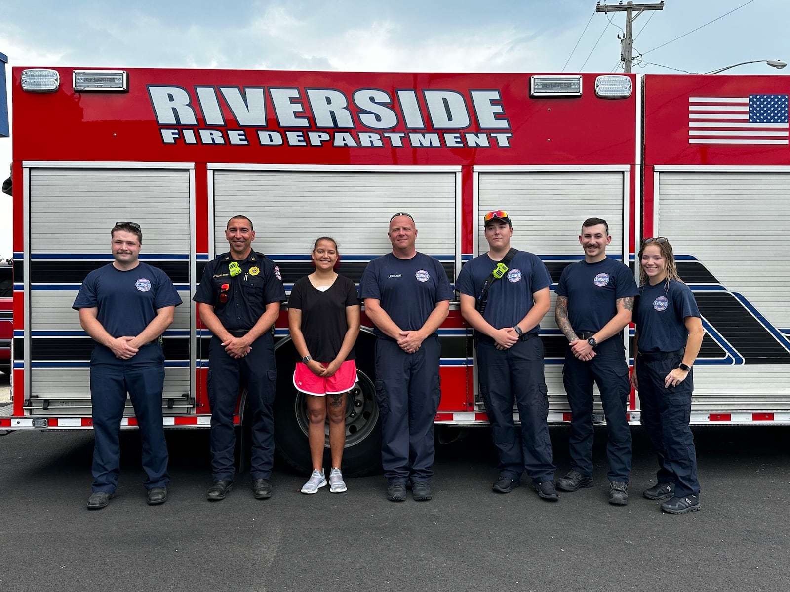 Ebonie Sherwood thanks the Riverside Fire/Medics, who rushed her to Dayton Children’s Hospital after she suffered a heart attack at the end of track practice last March at Stebbins High School. CONTRIBUTED