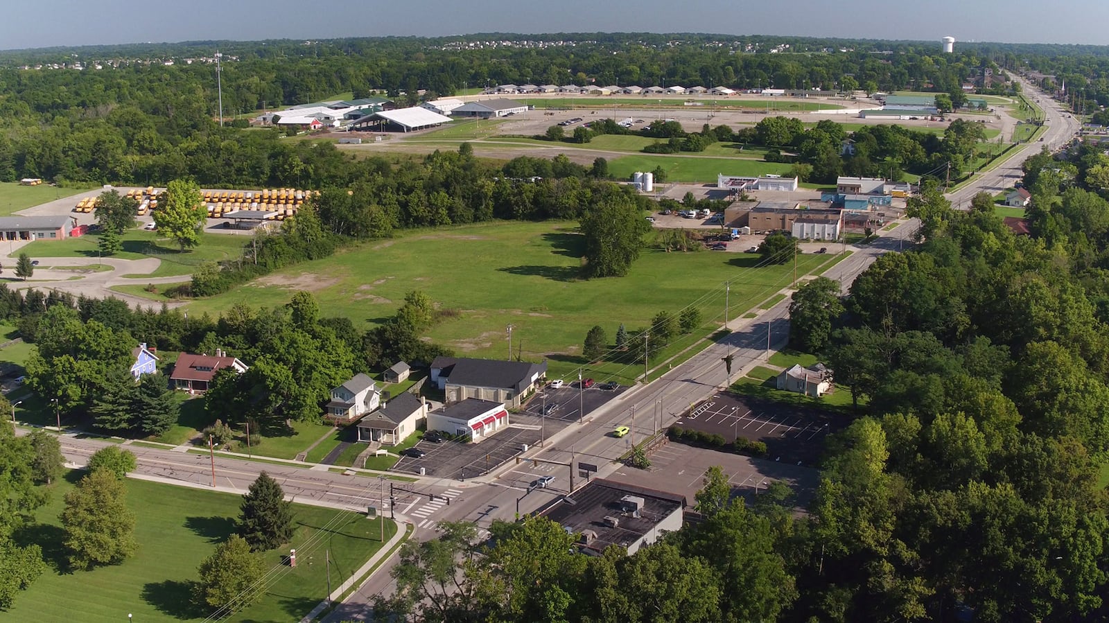 Aerial view of the Broadway Street corridor in downtown Lebanon.   TY GREENLEES / STAFF