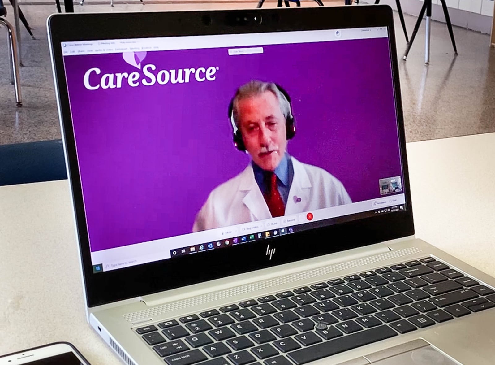 Dr. Dale Block, Ohio Market Medical Director Medicaid and Marketplace for CareSource, describes how physicians see patients via telemedicine sessions. CHRIS STEWART / STAFF