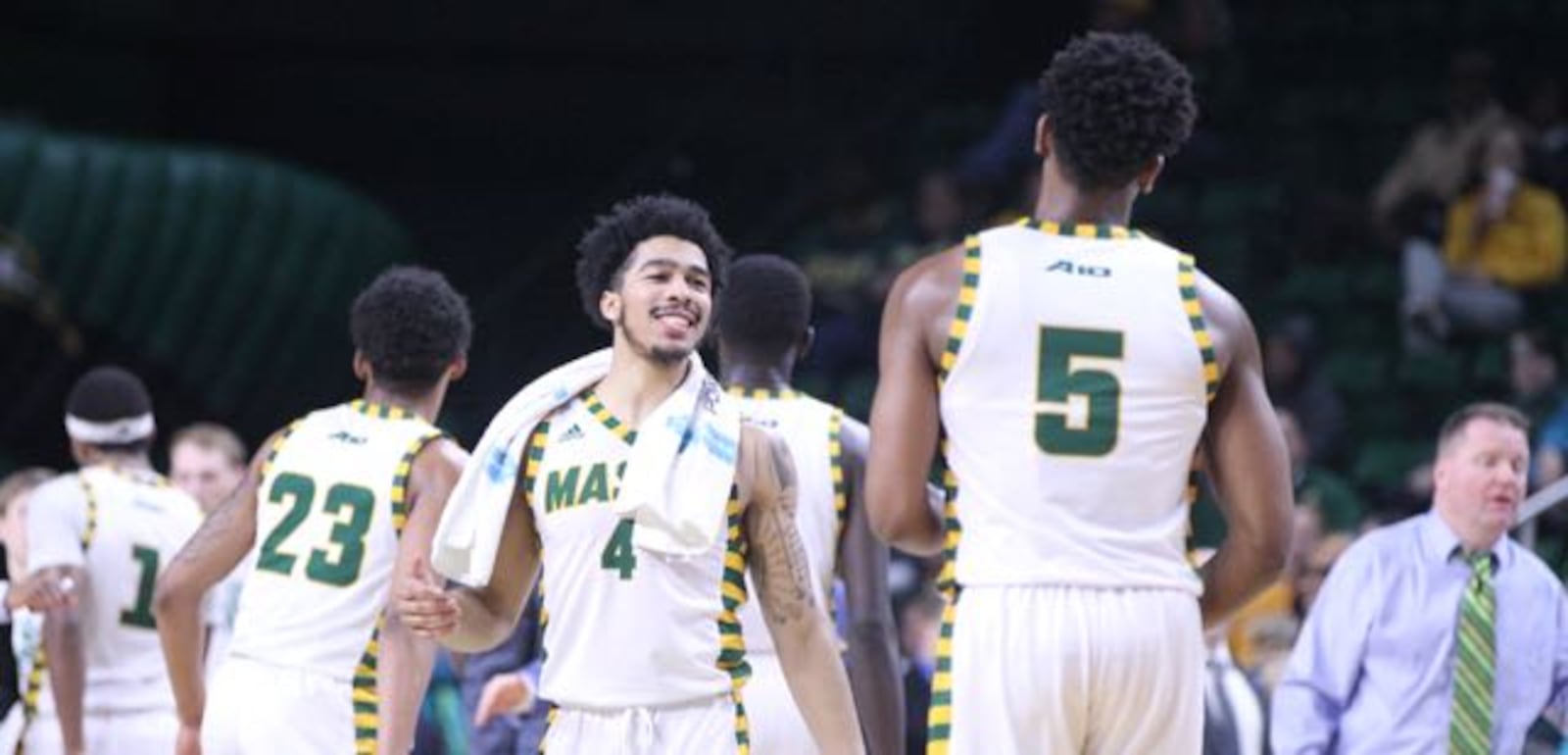 Dayton against George Mason on Wednesday, Feb. 14, 2018, at EagleBank Arena in Fairfax, Va.