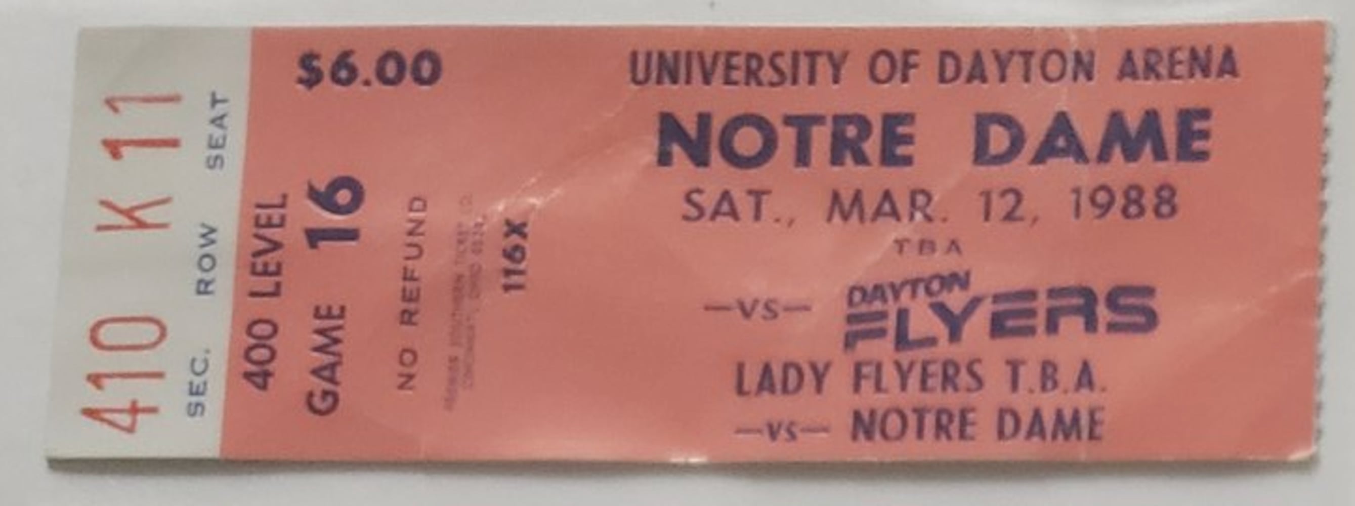 Dayton Flyers ticket stubs