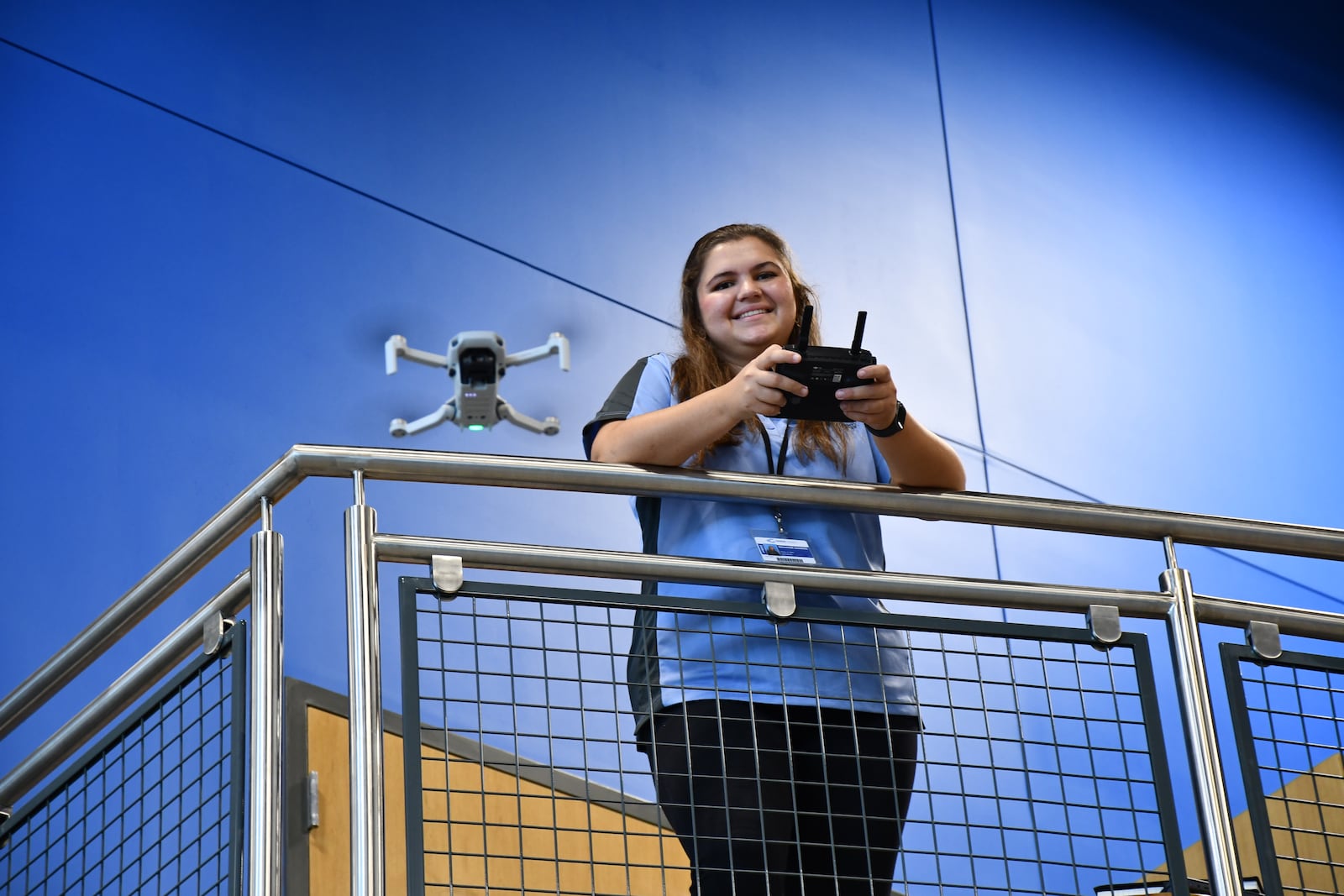 In this file photo, Mackenzie Sizemore shows her skill in piloting a drone in Greene County Career Center’s Take Flight Lab. She was enrolled in the Drone and UAS Technology program to be able to test for the FAA Part 107 License designating her as a commercial drone pilot.