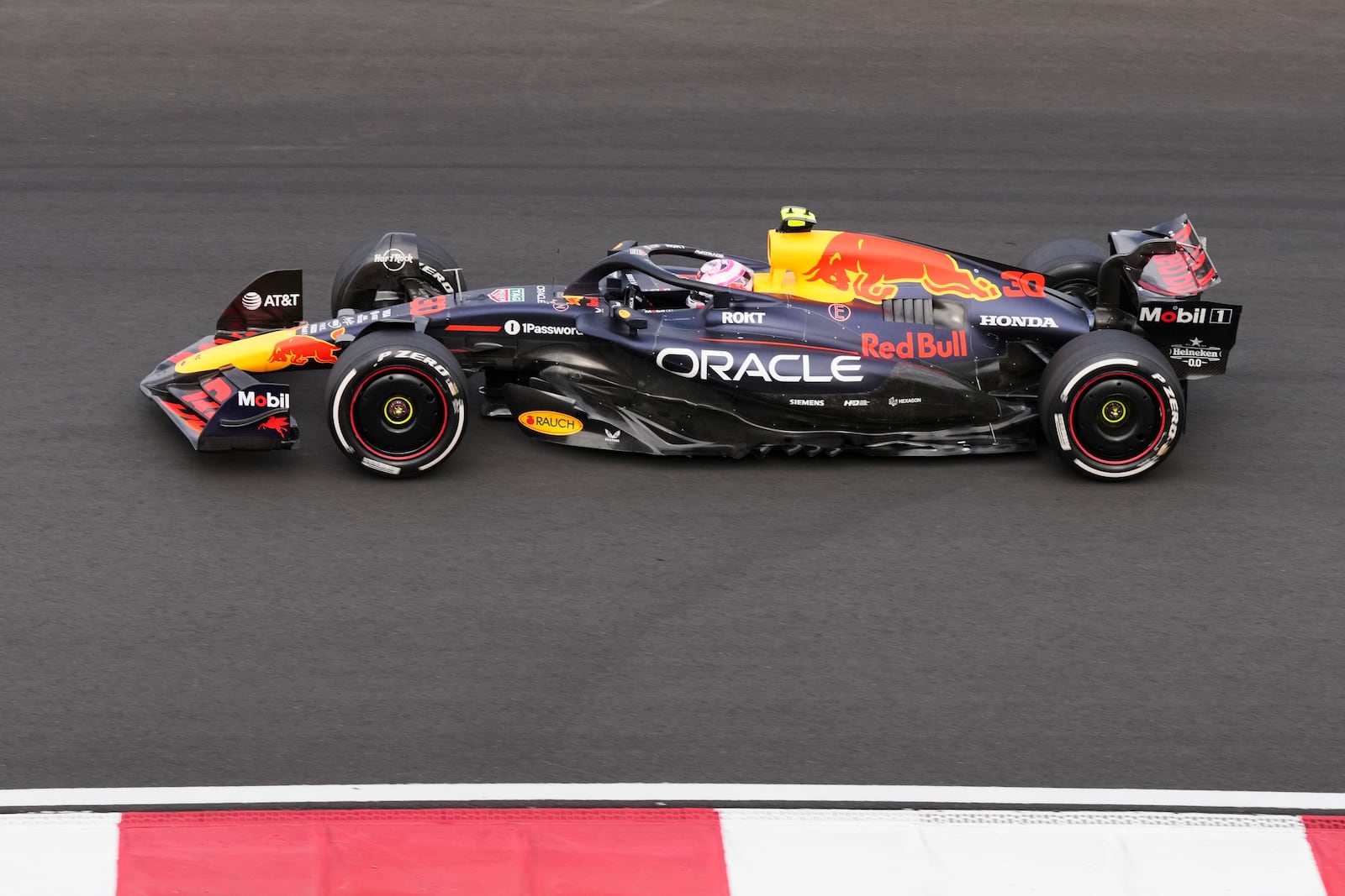 Red Bull driver Liam Lawson of New Zealand steers his car during the Chinese Formula One Grand Prix race at the Shanghai International Circuit, Shanghai, Sunday, March 23, 2025. (AP Photo)