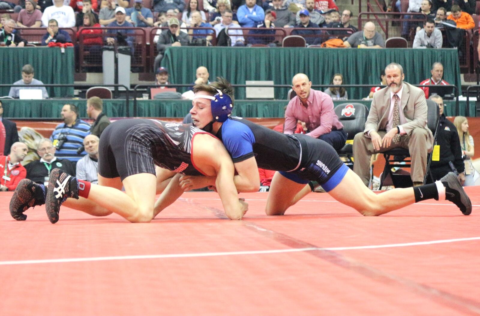 Miami East freshman Max Shore finished second in the 113-pound weight class in Division III, falling 6-3 to Coshocton junior Lucian Brink. His finish put a Shore on the state podium for the fifth straight season. Older brother Graham was a four-time state qualifier including a state championship in 2018. Greg Billing / CONTRIBUTED