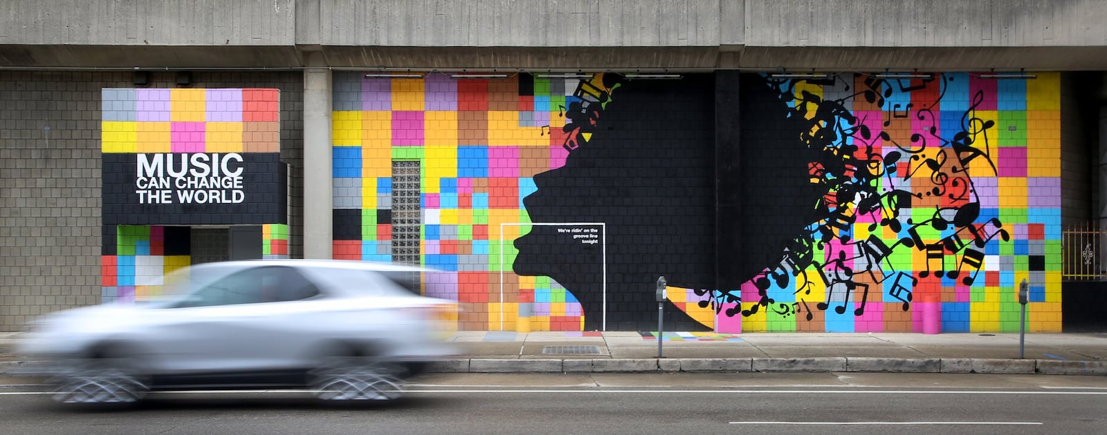 A celebration of music has been created on the side of Dayton’s transportation garage on Jefferson Street between Fourth and Fifth streets. LISA POWELL / STAFF