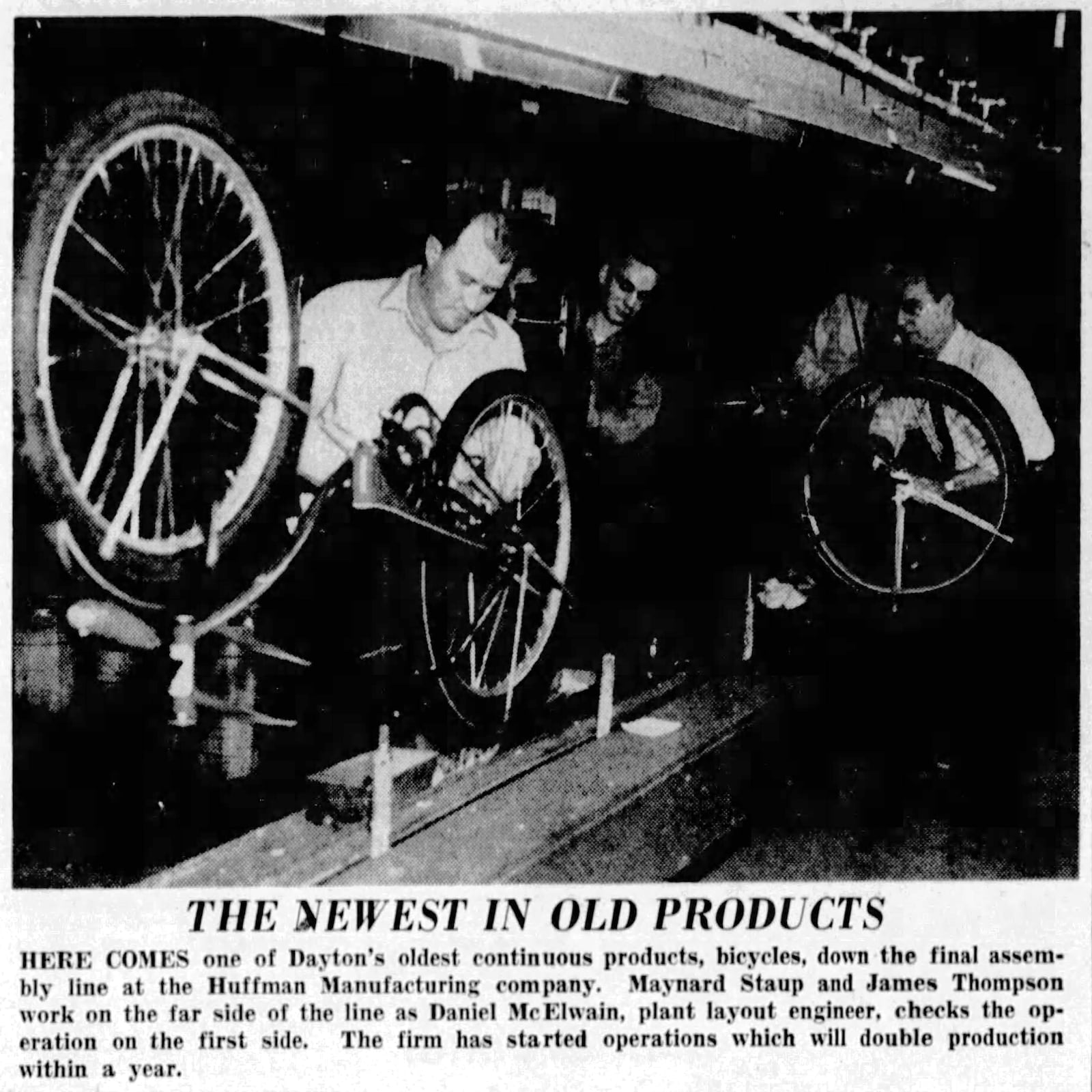 Huffy bike production doubled after WWII. DAYTON HERALD ARCHIVES 1946