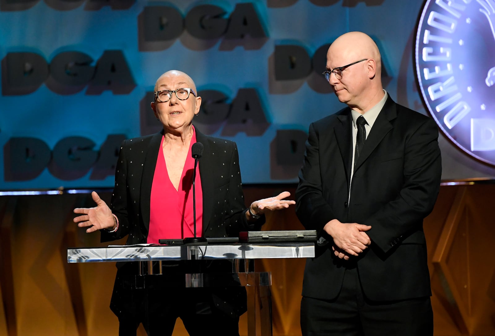 LOS ANGELES, CALIFORNIA - JANUARY 25: (L-R) Julia Reichert and Steven Bognar accept Documentary for 'American Factory' onstage during the 72nd Annual Directors Guild Of America Awards at The Ritz Carlton on January 25, 2020 in Los Angeles, California. (Photo by Kevork Djansezian/Getty Images)