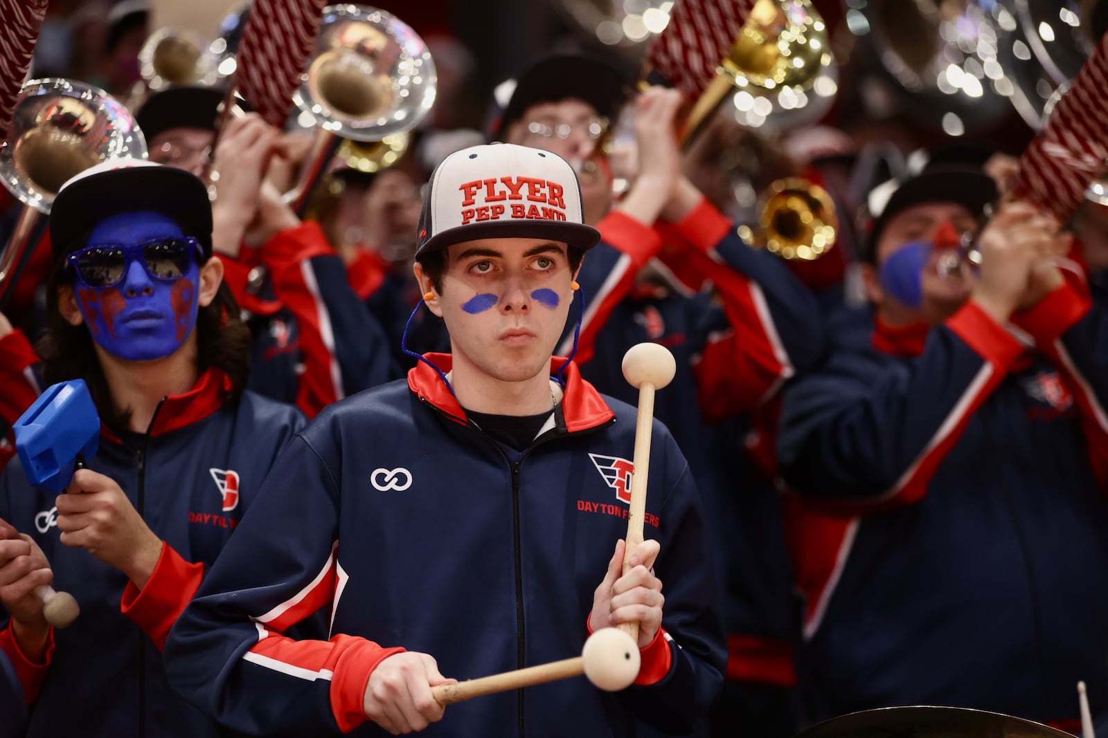 The Flyer Pep Band performs before a Dayton men's basketball game against UNC Asheville on Saturday, Dec. 10, 2022, at UD Arena. David Jablonski/Staff