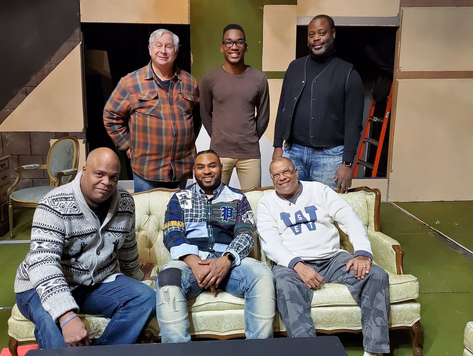 (Back row, left to right) Saul Caplan (Branch Rickey), Robert Culpepper (Clancy Hope), Edward Hill (Paul Robeson), (front row, left to right) Robert-Wayne Waldron (Joe Louis), Shaun Diggs (Jackie Robinson), and Franklin Johnson (Bill “Bojangles” Robinson) comprise the cast of the Dayton Theatre Guild’s production of “Mr. Rickey Calls a Meeting” slated Jan. 24-Feb. 9. CRAIG ROBERTS/CONTRIBUTED