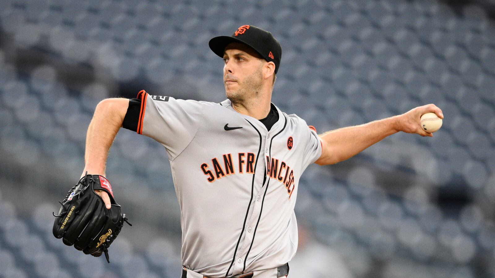 FILE - San Francisco Giants relief pitcher Taylor Rogers in action during a baseball game against the Washington Nationals, Aug. 8, 2024, in Washington. (AP Photo/Nick Wass, File)