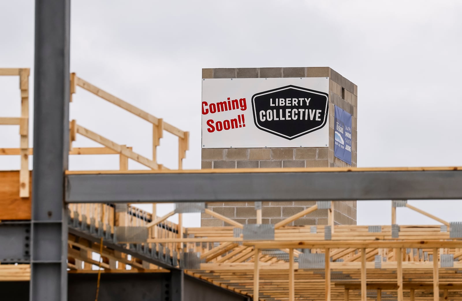 Construction continues on Liberty Collective dining and entertainment destination on Lakota Lane in Liberty Township Tuesday, Oct. 15, 2024. NICK GRAHAM/STAFF