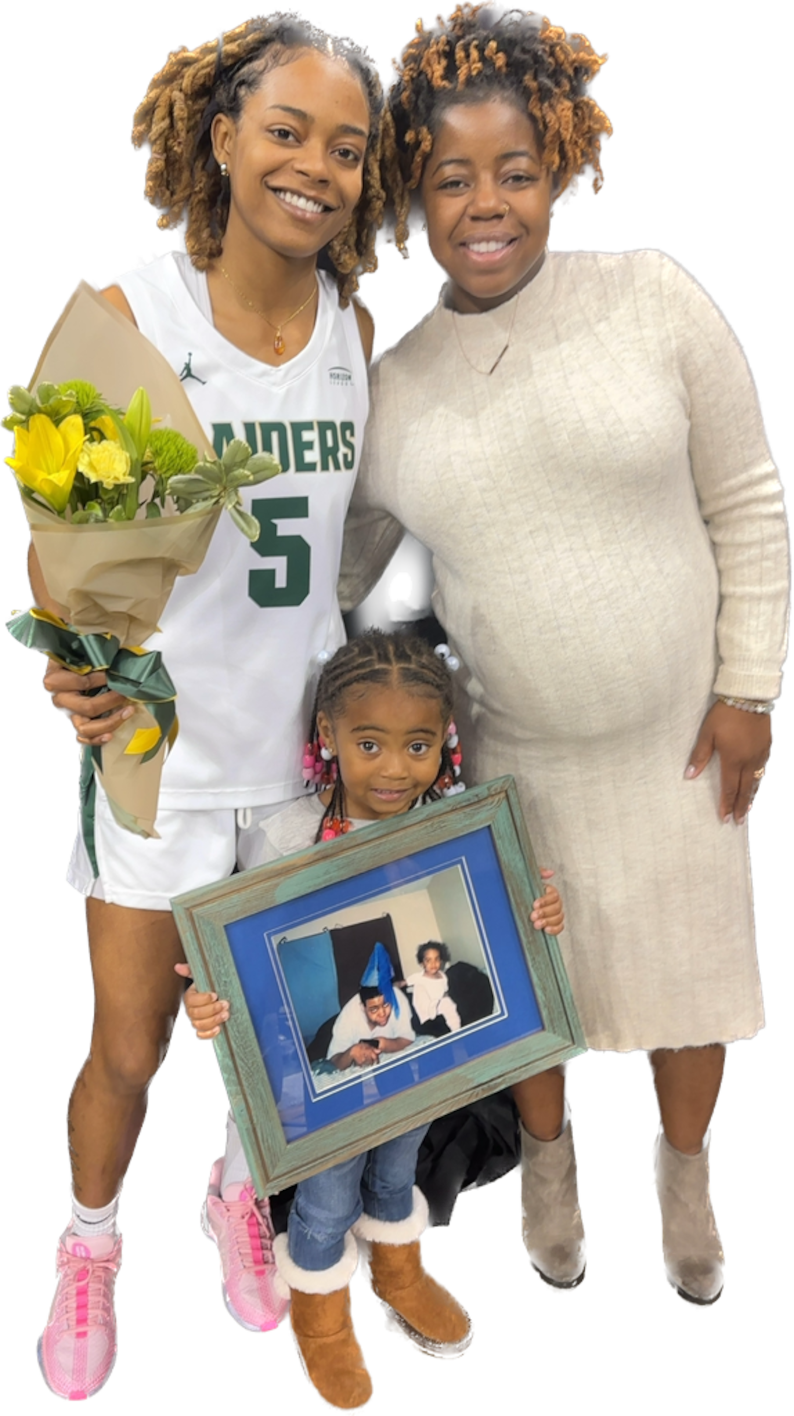 In what almost surely will be last time in a Wright State uniform, Makira “Bunny” Webster readied to go on the court for Senior Day festivities before the Raiders game with  Northern Kentucky last Saturday at the Nutter Center. It was a poignant moment for her which she shared with her older sister Jasmine Hicks and her niece Marley, who held one of Makira’s most cherished photos: a picture of her as a three-year old with her late mother and all-time No. 1 fan, Nicole. CONTRIBUTED