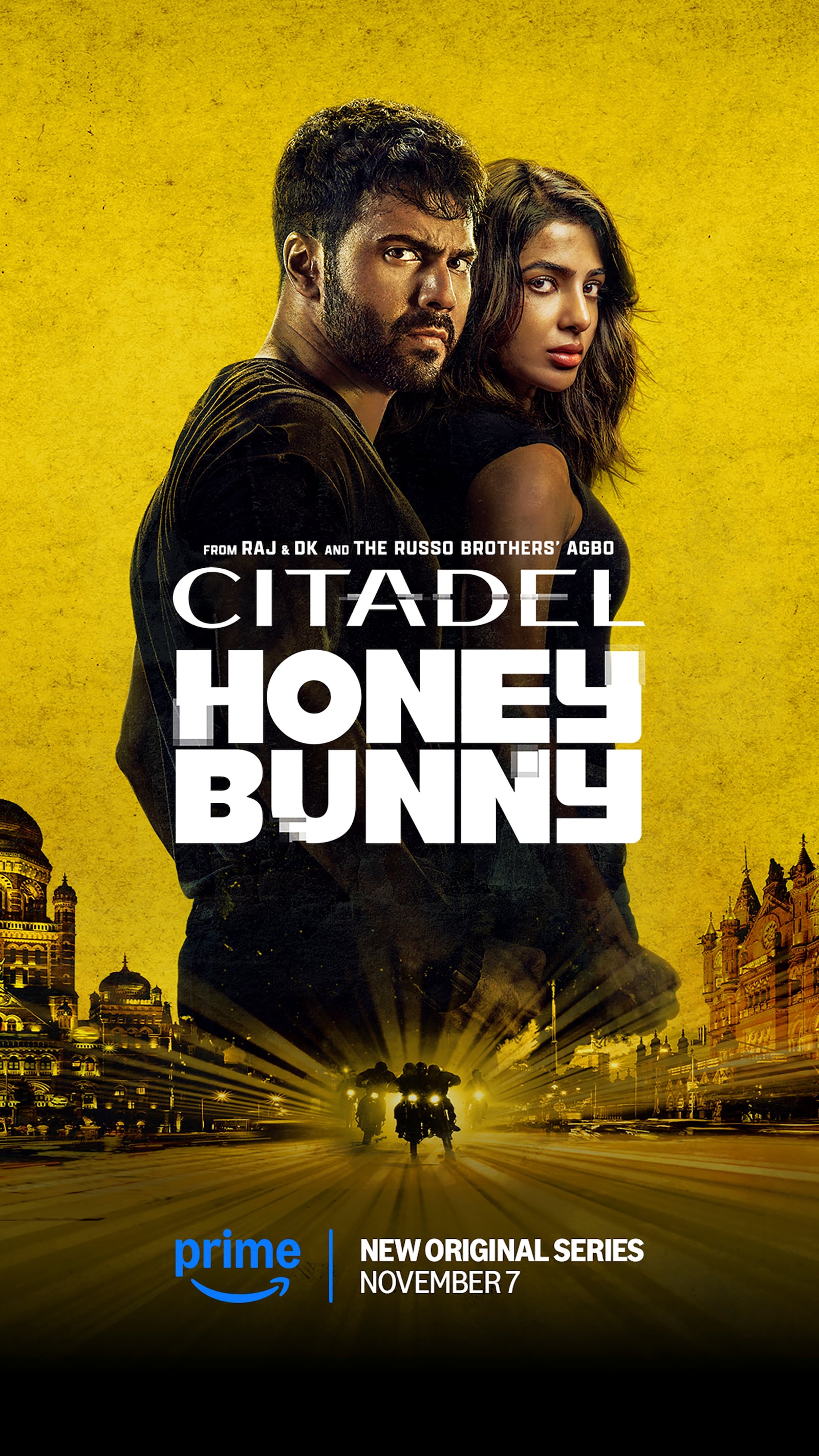 This images released by Amazon Studios shows promotional art for "Citadel: Honey Bunny". (Amazon Studios via AP)