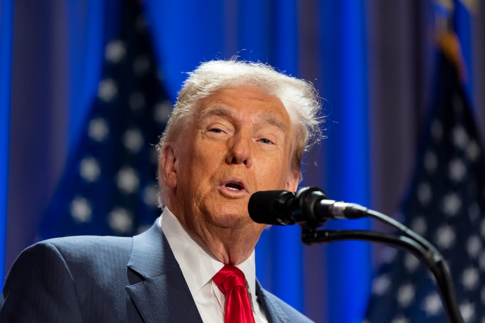 President-elect Donald Trump speaks at meeting of the House GOP conference, Wednesday, Nov. 13, 2024, in Washington. (AP Photo/Alex Brandon)