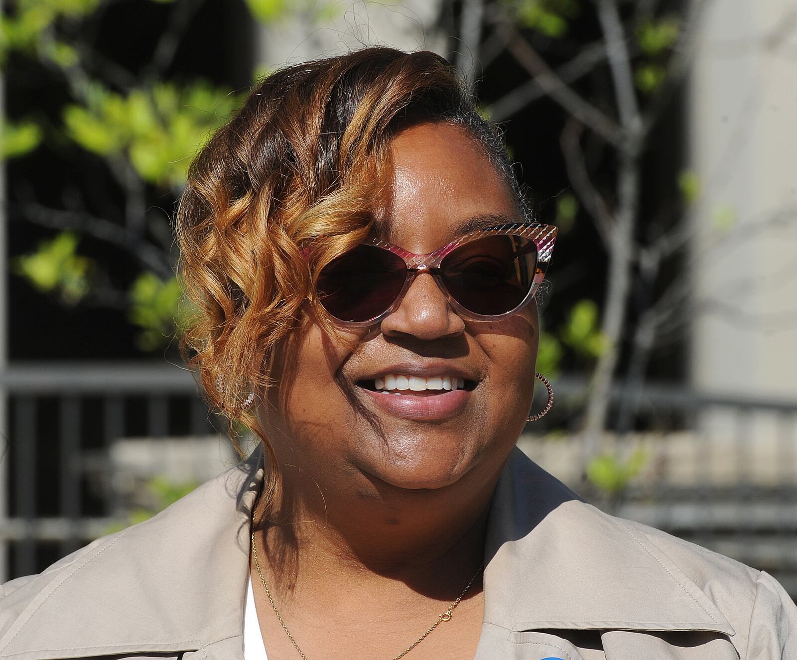 Dayton City Commission candidate, Stacey Benson-Taylor, voted early at the Montgomery County Board of Elections, Friday, April 30. MARSHALL GORBY\STAFF