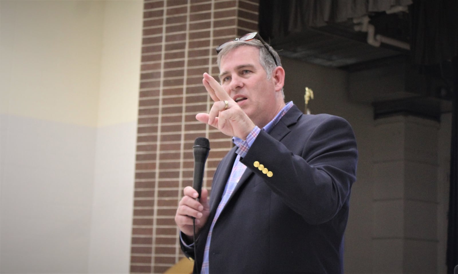 Todd Kinskey, Dayton's director of planning, neighborhoods and development, discusses the city's proposed housing policies during a community meeting on Wednesday, June 15, 2023. CORNELIUS FROLIK / STAFF