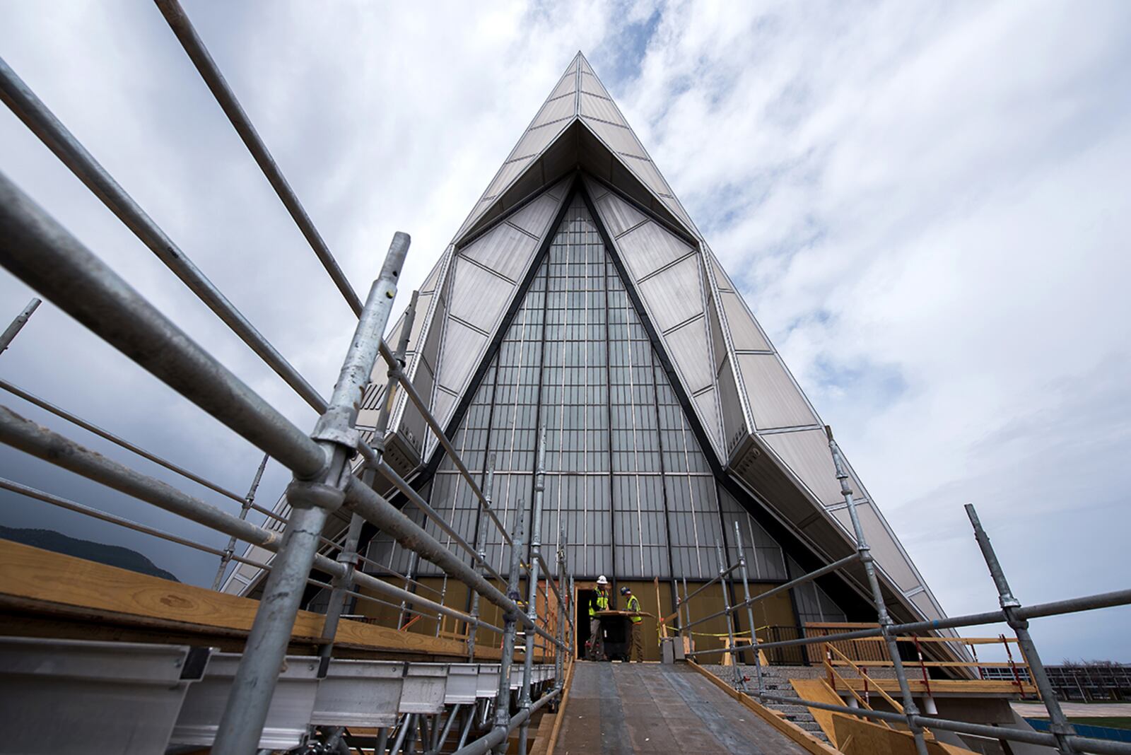 Built in 1963, the chapel serves as an inter-faith house of worship, and a haven where Airmen gain or build on their spiritual resilience and contributes to the academy’s mission of building the character of cadets and developing future Air Force and Space Force leaders. (U.S. Air Force photo/Trevor Cokley)