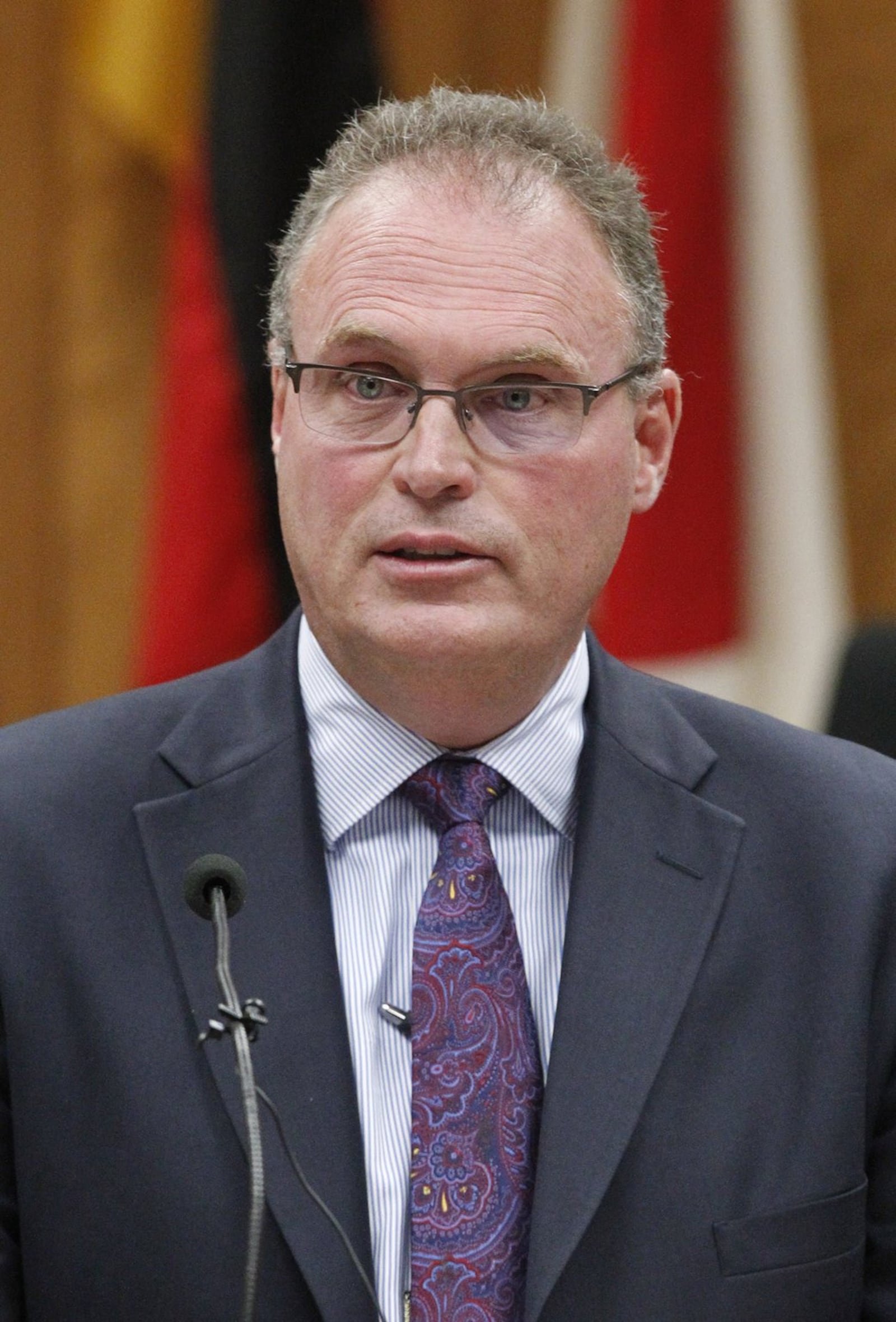 Dr. Kent E. Harshbarger, Montgomery County Coroner delivered preliminary autopsy findings of the Oregon District shooting victims and shooter at a press conference hosted by the City of Dayton on Aug. 15. TY GREENLEES / STAFF