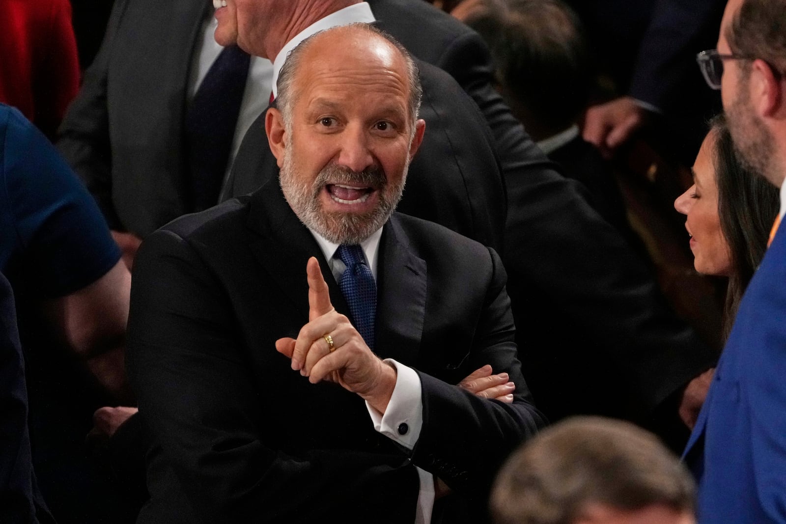 Commerce Secretary Howard Lutnick arrives before President Donald Trump addresses a joint session of Congress in the House chamber at the U.S. Capitol in Washington, Tuesday, March 4, 2025. (AP Photo/Julia Demaree Nikhinson)