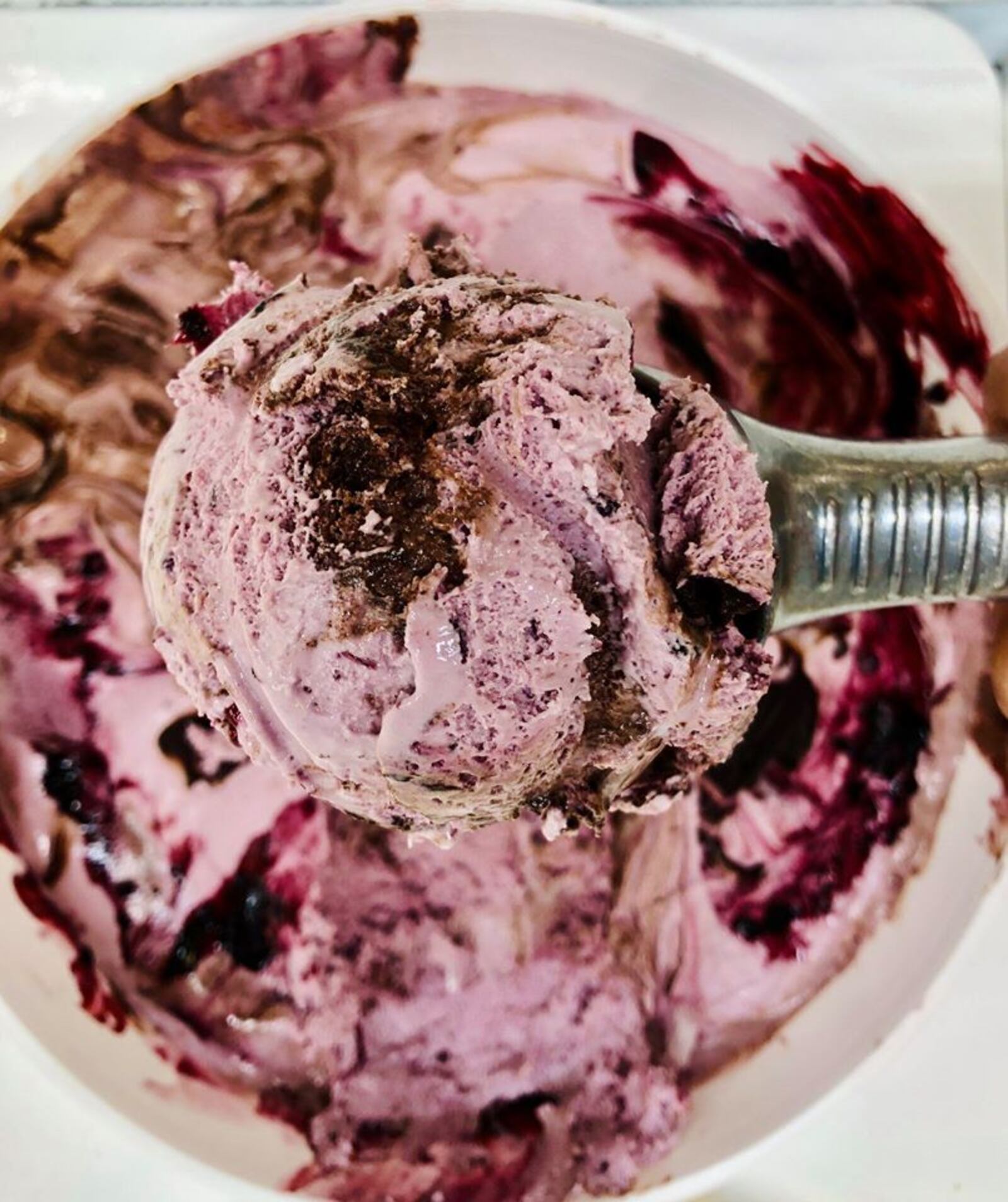 Blackberry Fudge ice cream from Jubie's Creamery.