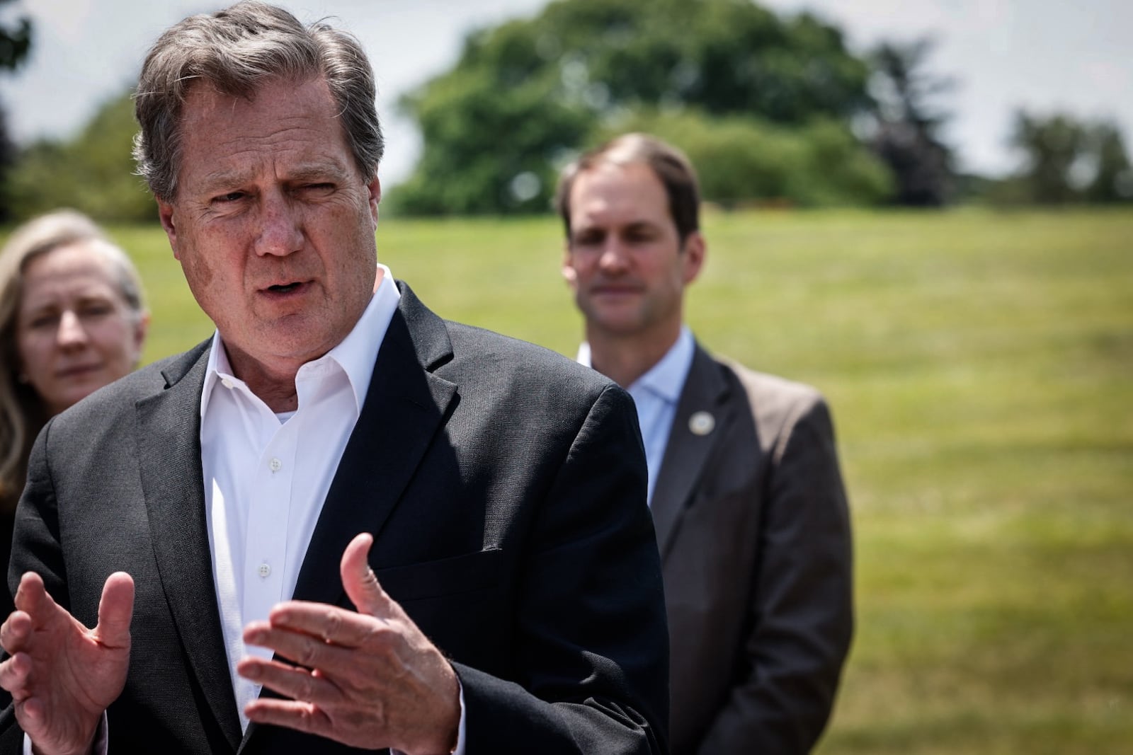 Congressman Mike Turner and colleagues held a pre conference Tuesday May 21, 2024 at the Hope Hotel concerning threats from space by hostile actors. Jim Noelker/Staff 