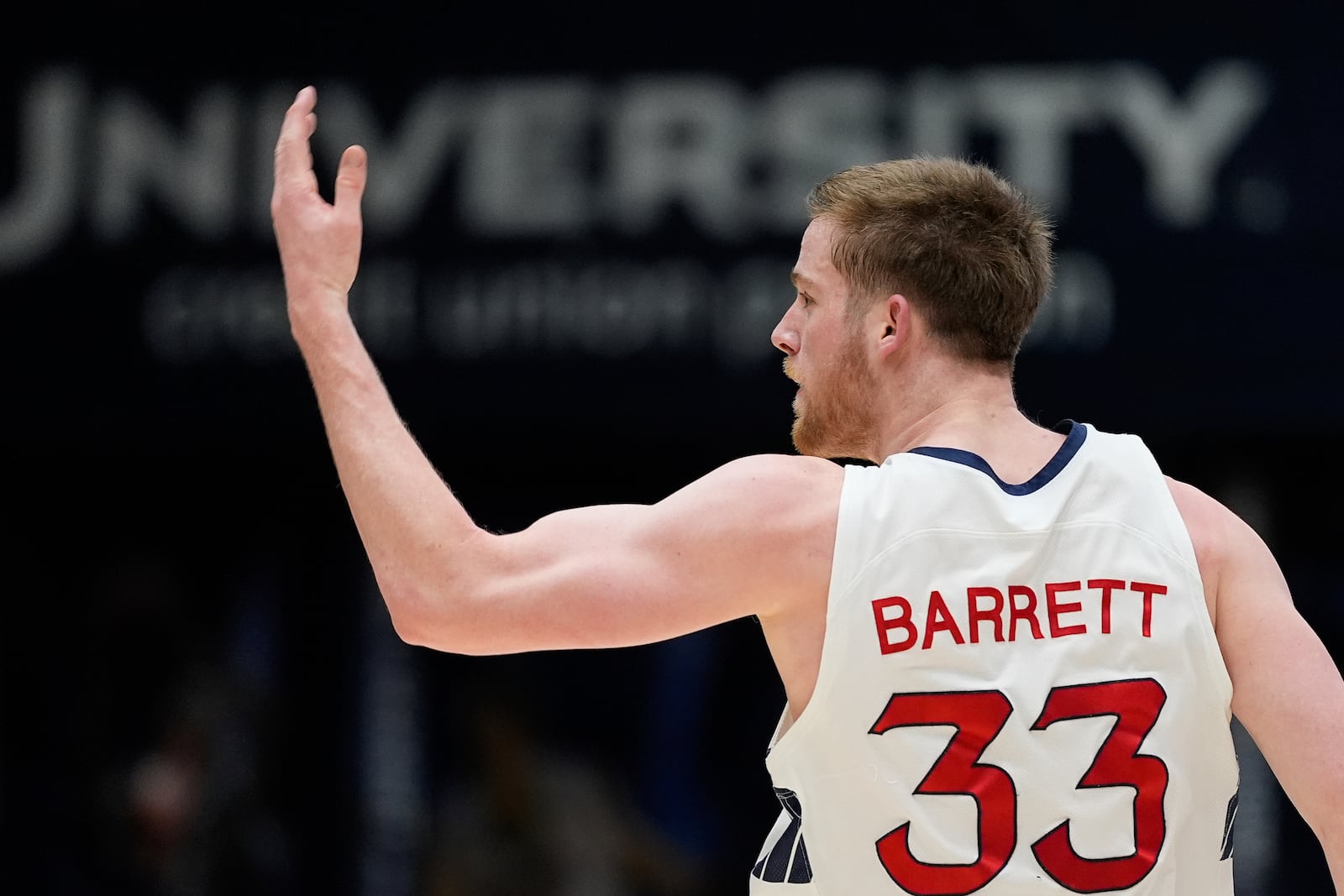 Saint Mary's forward Luke Barrett reacts after scoring against Oregon State during the second half of an NCAA college basketball game Saturday, March 1, 2025, in Moraga, Calif. (AP Photo/Godofredo A. Vásquez)